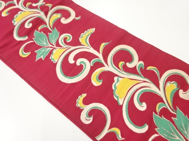 JAPANESE KIMONO / ANTIQUE FUKURO OBI FOR SUMMER / SILK / WOVEN CHINESE FLOWERS